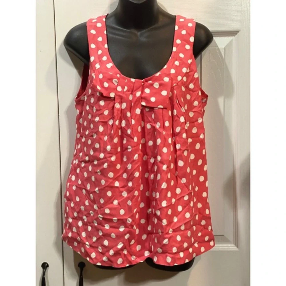 Kate Spade New York Polka‎ Dot Sleeveless Blouse Coral Women's Top